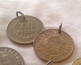 Colombian 100 Pesos Charm and Necklace // Coin, Birthday, Gift, Personalized, Custom, Colombia, Centavos, Christmas