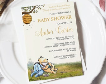 Winnie the Pooh Baby Shower Invitation - Printable Winnie the Pooh Baby Shower Invitation - Baby Shower Invitation - Winnie the Pooh 03