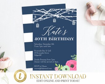 40th birthday invite etsy
