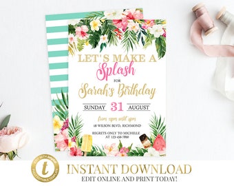 tropical invitations etsy