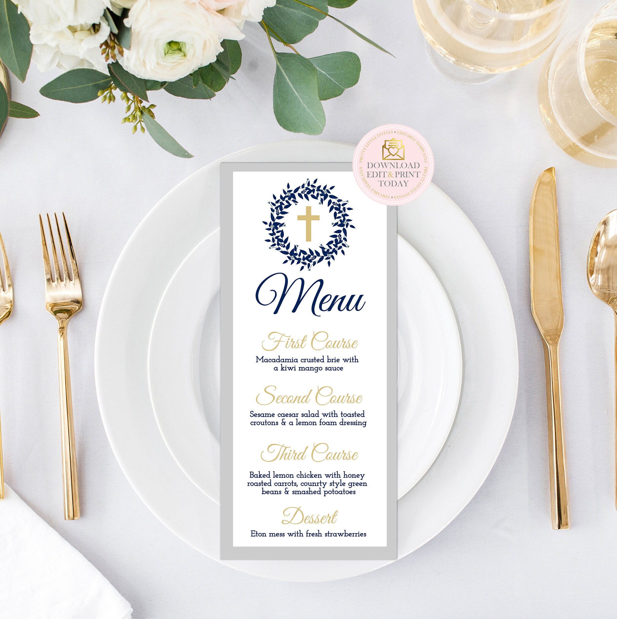 Baptism Menu Printable Menu Modern Menu Menu Menu Etsy
