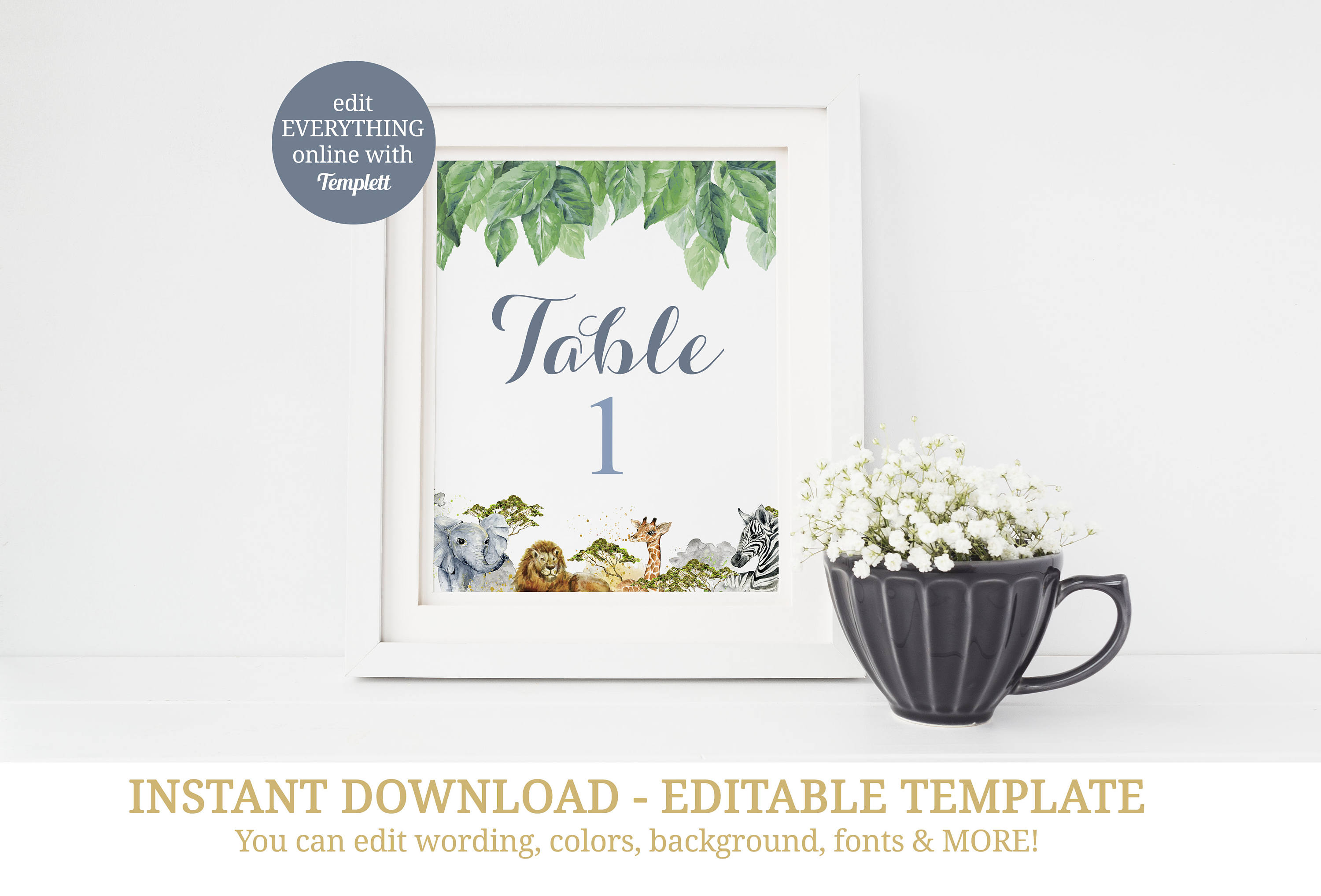 printable safari table numbers jungle table numbers table