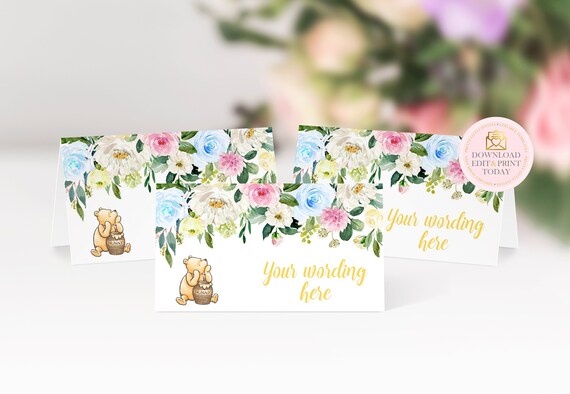Winnie Pooh Food Labels, Classic Pooh Bear Tent Cards, Place Cards For A Baby Shower or Birthday Party, Printable Escort Card, Buffet Labels Il_570xn