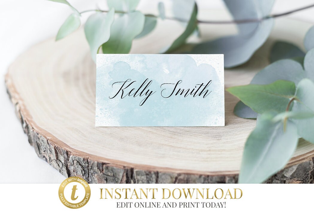 blue watercolor place cards watercolor place cards wedding name cards printable escort cards wedding place card printable wedding - Printable Wedding Place Cards blue watercolor place cards watercolor place cards wedding name cards printable escort cards wedding place card printable wedding - Printable Wedding Place Cards