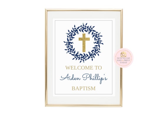 Baptism Welcome Sign, Baptism Sign, First Communion, Welcome Sign, Printable Baptism Welcome, Boy Baptism, Christening, Blue Baptism, Boy Il_570xn