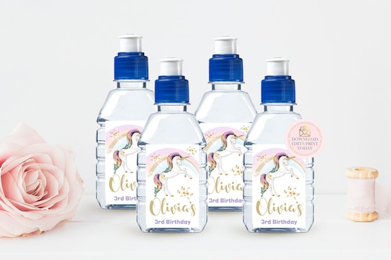Unicorn Party Pop Top Labels, Unicorn Birthday, Unicorn, Unicorn Water Bottle, Unicorn Bottle Label, Water Bottle Labels, Unicorn Labels, Il_570xn