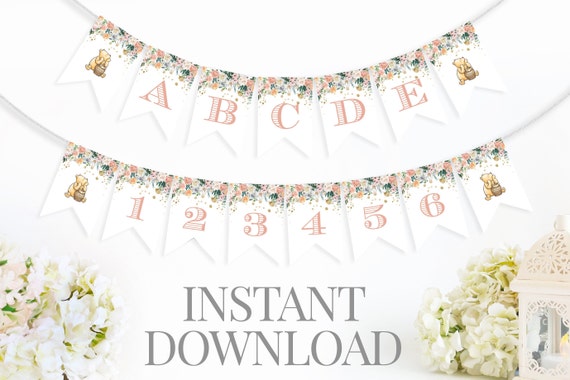 Classic Pooh Banner, Winnie The Pooh Banner, Pooh Baby Shower Banner, Pooh Bear Printable Banner, High Chair Banner, Pooh Name Banner Il_570xn