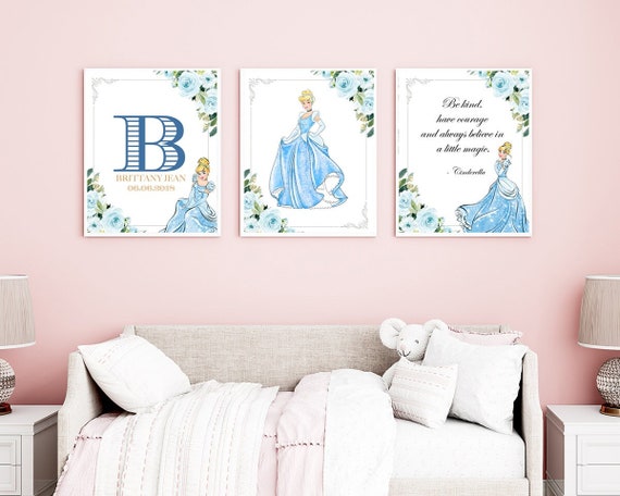 Cinderella Wall Art, Initial Printable Art For A Girl Nursery, Baby Shower Gift Idea, Printable Kids Room Decor, Cinderella Decor, Princess Il_570xn