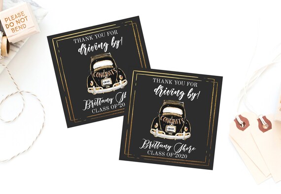 Drive By Graduation Tag - Printable Thank You Favor Tag Template For High School or Colleg Grad - Personalized Editable Gift Tag Il_570xn