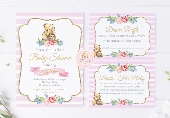 classic winnie the pooh baby shower invitations