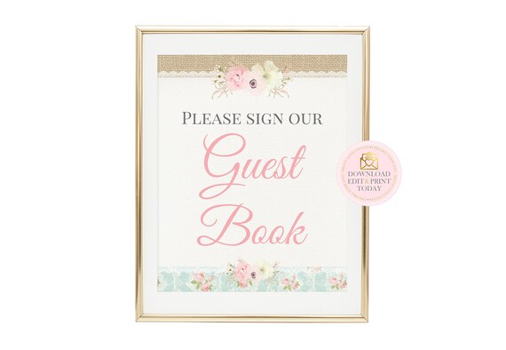 baby shower guest book sign