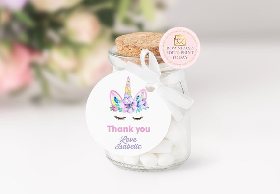 Editable Unicorn Tags, Unicorn Party, Unicorn Birthday, INSTANT DOWNLOAD, Unicorn Birthday Party, Unicorn Thank You, Unicorn Tag, Favor Tags Il_570xn