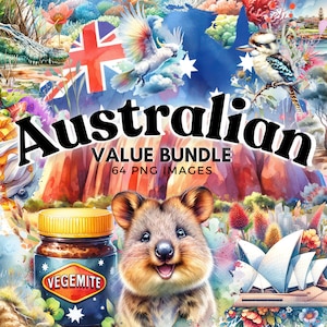 Australische Wildtier Clipart Bundle, digitale Aussie Icons PNG, Koala Känguru Sydney Oper - Instant Download