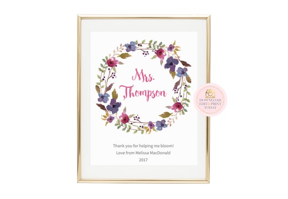 Teacher Appreciation, Teacher Gift, Teacher Printable Gift, Gift for Teacher, Classroom Decor, Thank You, Personalized, Printable Gift Il_570xn