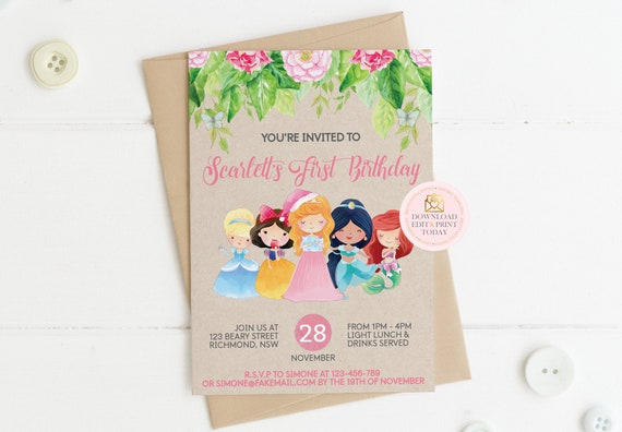 Princess Invitation, Princess Party, Printable Invitation, Princess Birthday Invitation, Printable Princess Invite, INSTANT DOWNLOAD Il_570xn