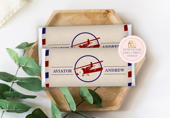Airplane Candy Wrapper, Airplane Chocolate Wrappers, Chocolate Wrapper, Airplane Birthday, Airplane Party, Baby Shower Favor, Editable Il_570xn