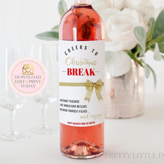 Instant Download Editable Wine Label, Christmas Teacher Last Minute Gift, DIY Teacher Appreciation Thank You Printable Bottle Label Il_570xn