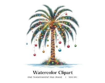 Tropical Christmas Palm Tree Clipart: Beach Holiday PNG (Digital Download)