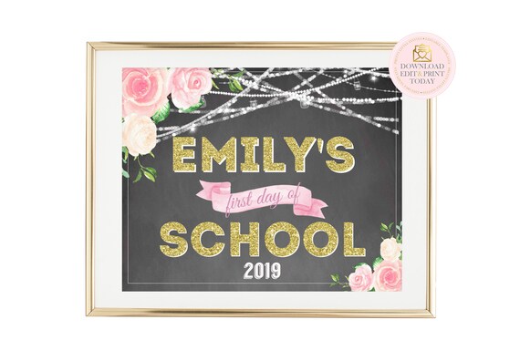Pink Floral First Day Of School Preschool Sign, Preschool Chalkboard Sign, School Chalkboard, Back To School Sign, 1st Day Of School Sign Il_570xn