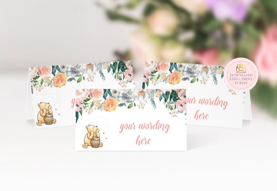 Classic Pooh Place Cards, Winnie The Pooh, Place Cards, Classic Pooh Baby Shower, Food Tent Cards, Tent Cards, Name Cards, Food Labels Il_570xn