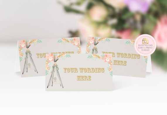 Boho Baby Shower Food Labels, Printable Food Label, Shower Place Card, Place Cards, Printable Buffet Labels, Food Tents, INSTANT DOWNLOAD Il_570xn