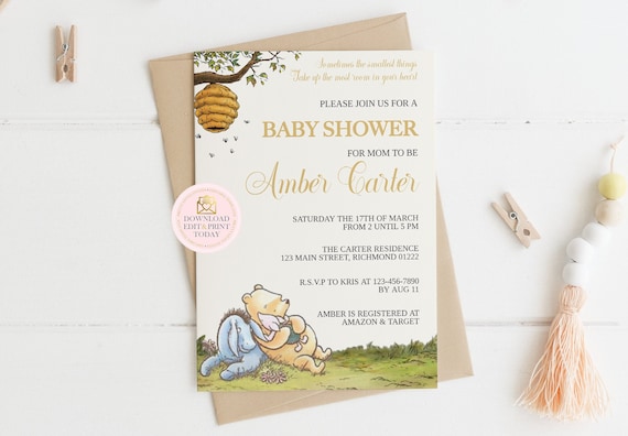 Winnie the Pooh Baby Shower Invitation - Printable Winnie the Pooh Baby Shower Invitation - Baby Shower Invitation - Winnie the Pooh 03 Il_570xn