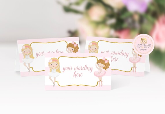Ballerina Party Food Labels, Ballerina Birthday, Pink, Printable, Tutu, Ballet Party, Baby Shower Place Cards, Ballerina INSTANT DOWNLOAD Il_570xn
