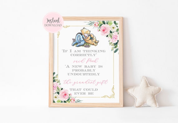 Winnie The Pooh Printable Quote Classic Pooh Babies Are The Grandest Nursery Decor, Eeyore & Piglet Kids Room Art, Baby Shower Digital Print Il_570xn
