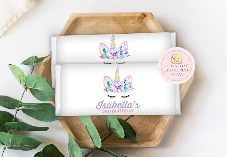 Unicorn Chocolate Wrappers Aldi Chocolate Wrappers Printable Etsy