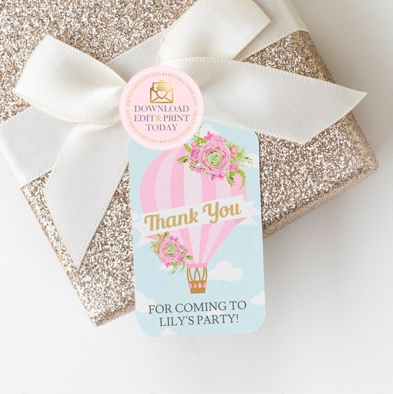 Up Up and Away Birthday Favor Tags Hot Air Balloon Favor Tag Baby Shower Gift Tags Printable Thank You Tags Balloon Baby Shower Favor Tag Il_570xn