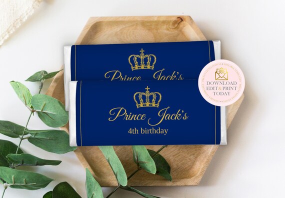 Prince Chocolate Wrappers, Prince Chocolate, Baby Shower, Prince Wrapper, Prince Candy, Royal Baby Shower, Chocolate Bar Wrappers, Birthday Il_570xn