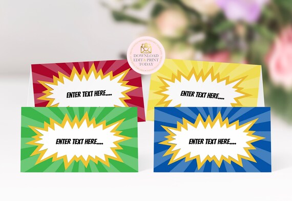 Superhero Party Food Labels, Superhero Birthday, INSTANT DOWNLOAD, Superhero Tent Cards, Food Tent Cards, Place Cards, Printable, Labels Il_570xn