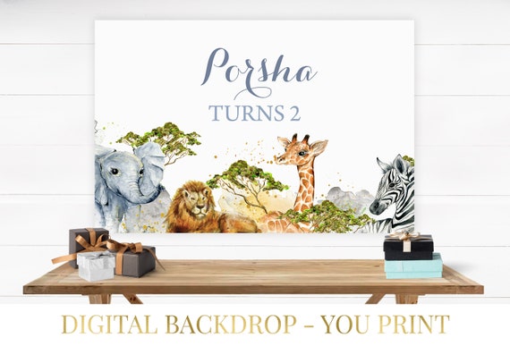Printable Safari Backdrop, Jungle Backdrop, Jungle Party, Jungle Birthday, Photo Backdrop, Safari Birthday, Safari Party, Giraffe, YOU PRINT Il_570xn