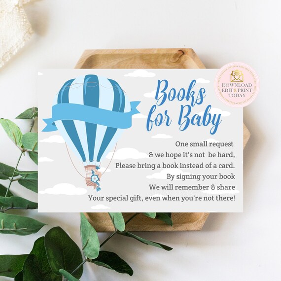 Hot Air Balloon Baby Shower Books For Baby, Up Up and Away, Printable, Balloon Baby Shower, INSTANT DOWNLOAD, Book Request, Bring A Book. Il_570xn