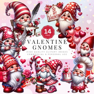 Valentinstag Zwerglein Clipart: Nordische Fantasy Zwerglein (PNG Digital Download)