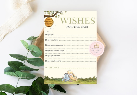 Winnie The Pooh Baby Shower Games, Classic Pooh, Wishes For The Baby, Pooh  Baby Shower, Pooh Shower Game, Baby Shower Game, INSTANT DOWNLOAD by Pretty  Little Invites