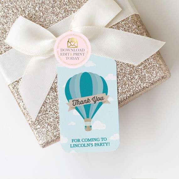 Vintage Hot Air Balloon Favor Tags, Hot Air Balloon Birthday Party, Baby Shower Favor Tag, Printable Gift Tags, Up Up & Away, Balloon Favor Il_570xn