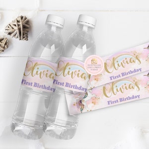 instant download unicorn party water bottle labels unicorn etsy