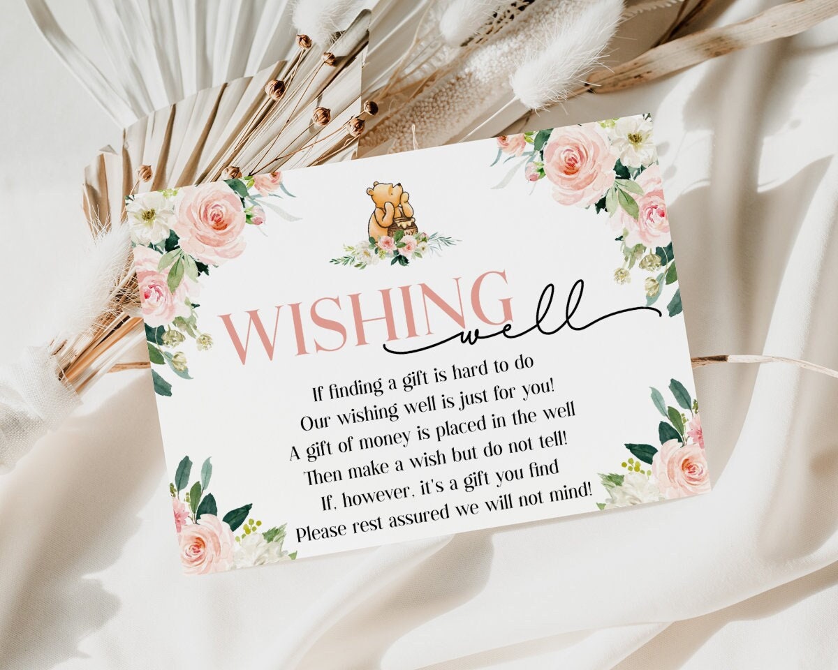 Winnie the Pooh Wishing Well Invitation Insert for A Baby Etsy