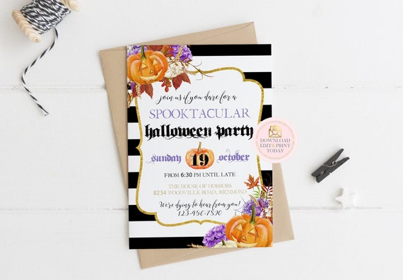 INSTANT DOWNLOAD Halloween Party Invitation Halloween Invite Costume Party Invitation Editable Invitation Printable Invitation Template Il_570xn