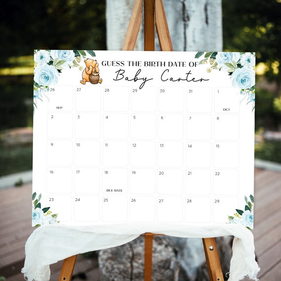 Vintage Pooh Printable Pregnancy Calendar, Winnie The Pooh Guess The Due  Date, Classic Pooh Baby Shower Printable Game, Due Date BFP by Pretty  Little Invites | Catch My Party