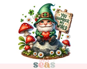 St. Patrick's Day Gnome Clipart, Cute Leprechaun Illustration, Digital Download, Shamrock Theme, Irish Folklore, Festive Graphic PNG