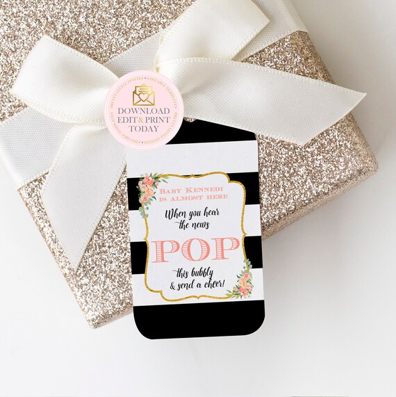 Pop The Bubbly Favor Tags Bridal Shower Bachelorette Party
