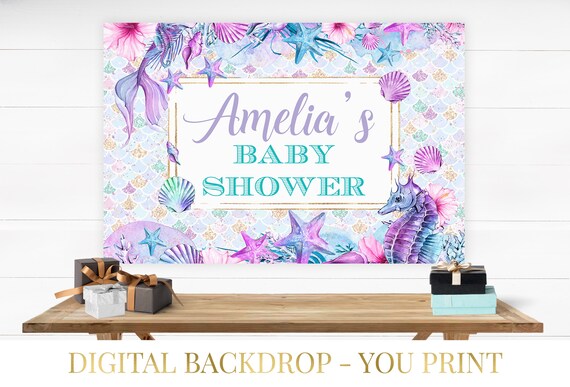 Mermaid Backdrop, Mermaid Party, Mermaid Birthday, Mermaid Banner, Mermaid Birthday Party Backdrop, Little Mermaid Decor, Under The Sea Il_570xn