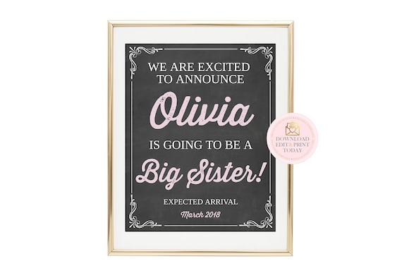 Pregnancy Announcement Props, Printable Pregnancy Signs, Baby Reveal Signs, Big Sister, Big Brother, Pregnancy Announcement, Pink or Blue Il_570xn