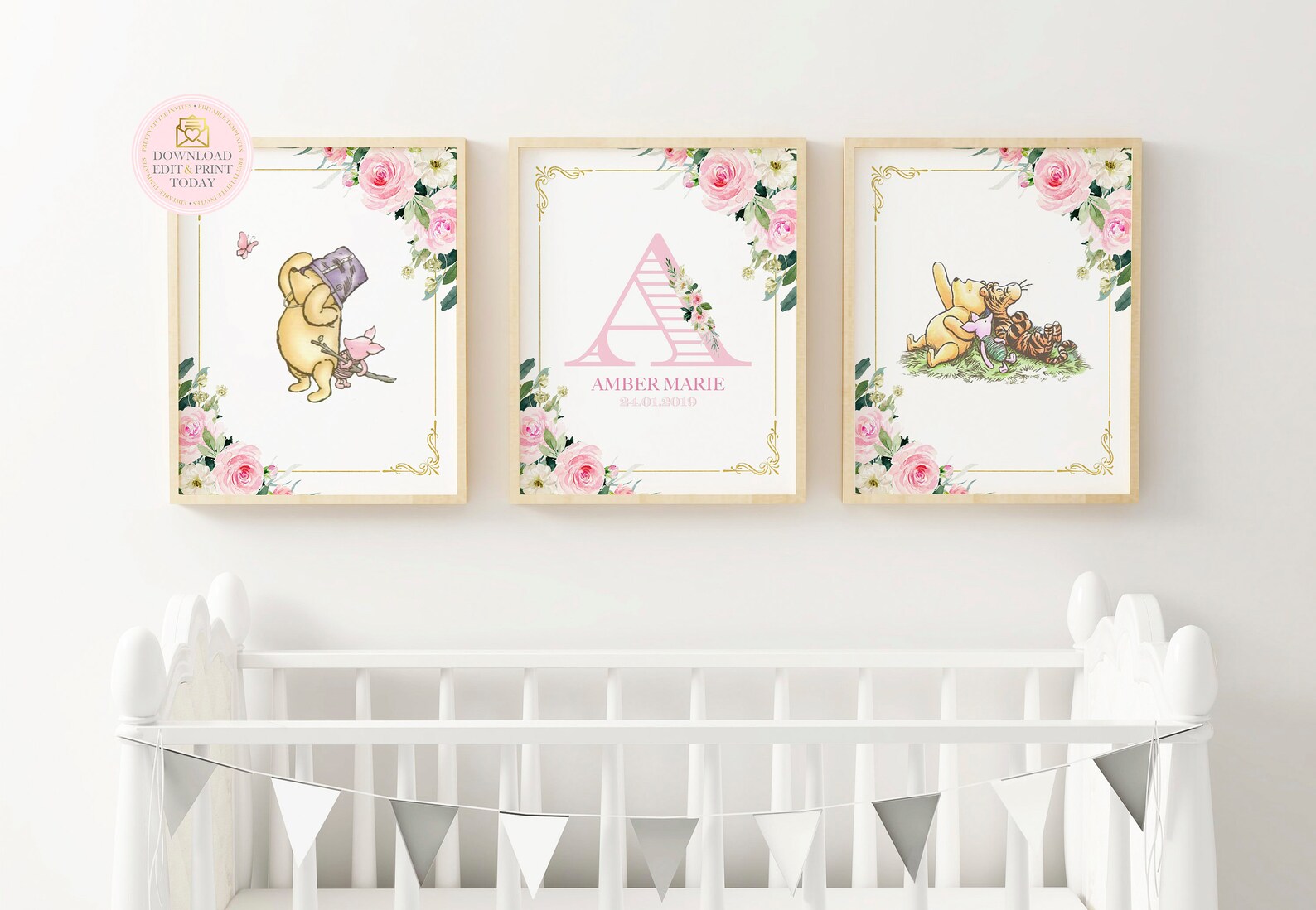 Winnie the Pooh Nursery Wall Art for A Girl Nursery Baby Etsy