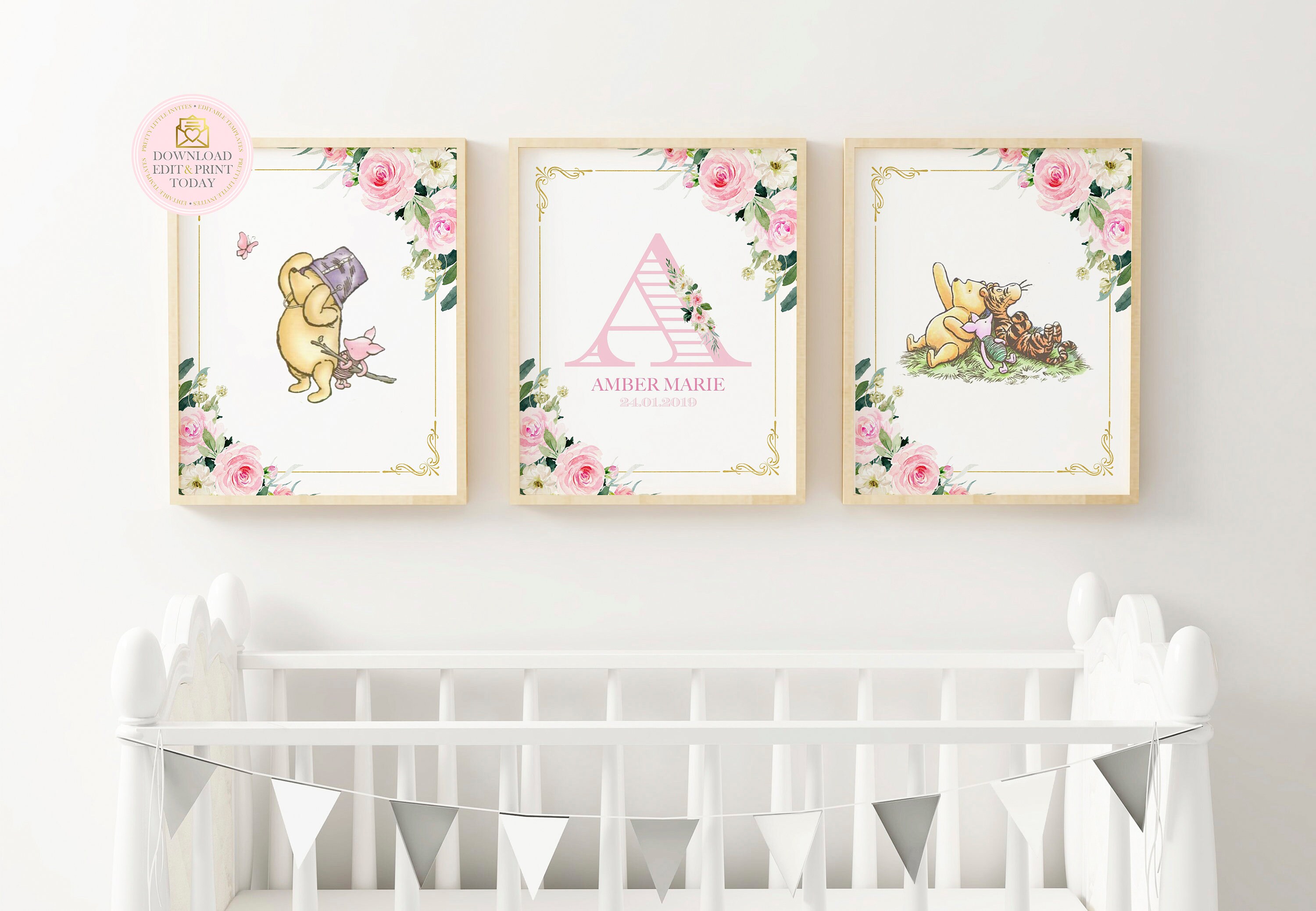 Winnie the Pooh Nursery Wall Art for A Girl Nursery Baby Etsy