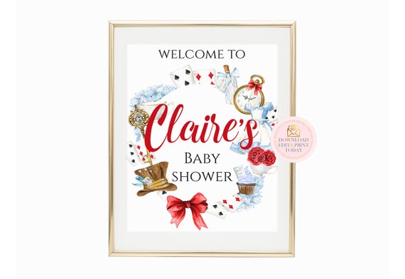 Alice In Wonderland Welcome Sign, Printable Sign, Wonderland, Tea Party, Mad Hatter, Alice Welcome Sign, Wonderland Sign, Wonderland Party Il_570xn
