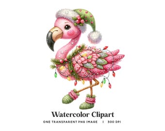 Christmas Flamingo PNG: Tropical Holiday Clipart (Digital Download)