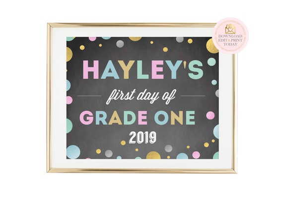 Pastel Confetti First Day Of School Chalkboard Sign, 1st Day Of School, Back To School, First Grade Sign, 1st Grade Sign, First Day Of Sign Il_570xn